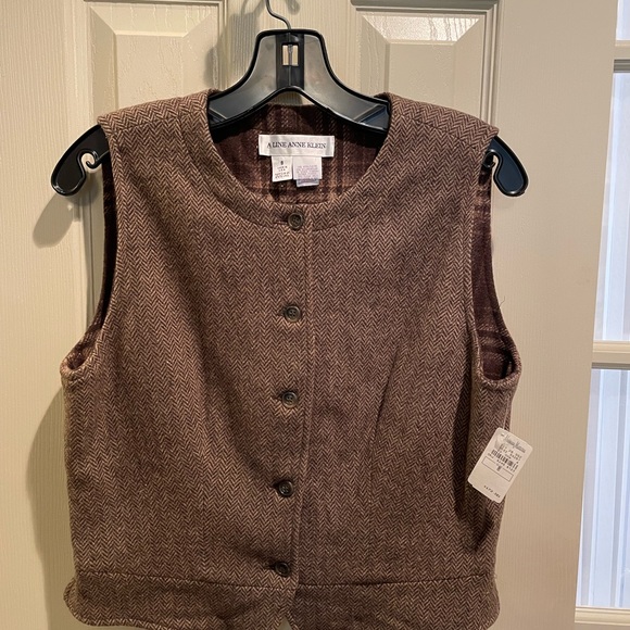 A Line Anne Klein Reversible Vest Herringbone/Plaid - Picture 3 of 12